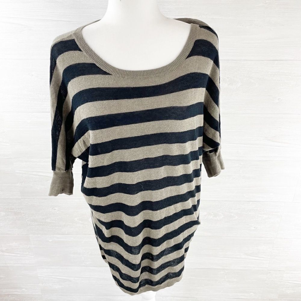Vince Striped Dolman Cotton Tunic Top